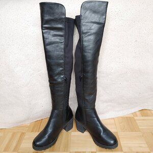 Black block heel overknees